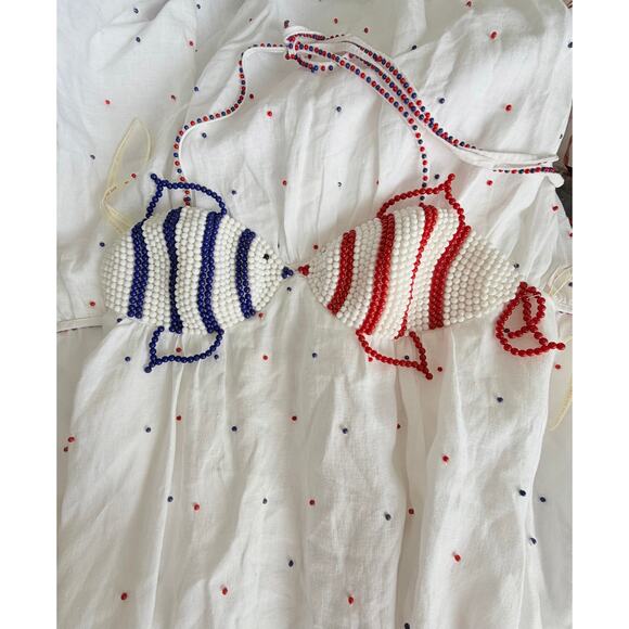 Farm Rio Beaded Fishes Maxi Dress Large - Picture 3 of 5